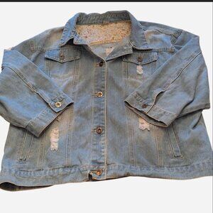 Women's 3X distressed cropped denim jacket